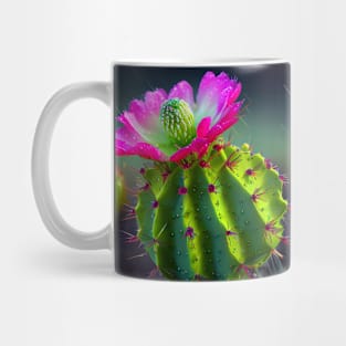 Green Cactus with Gorgeous Pink Flower in the Rain Mug